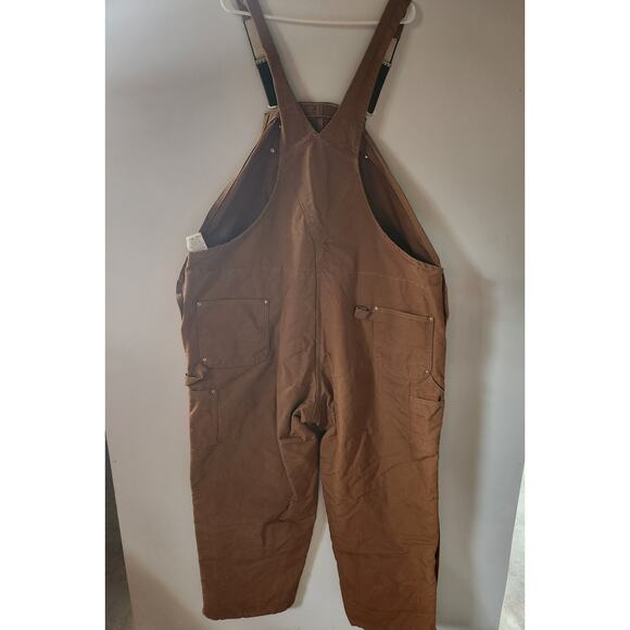 Carhartt Quilted Overalls Mens 54x32 Brown Duck Canvas Double Knee USA Made - Picture 2 of 7